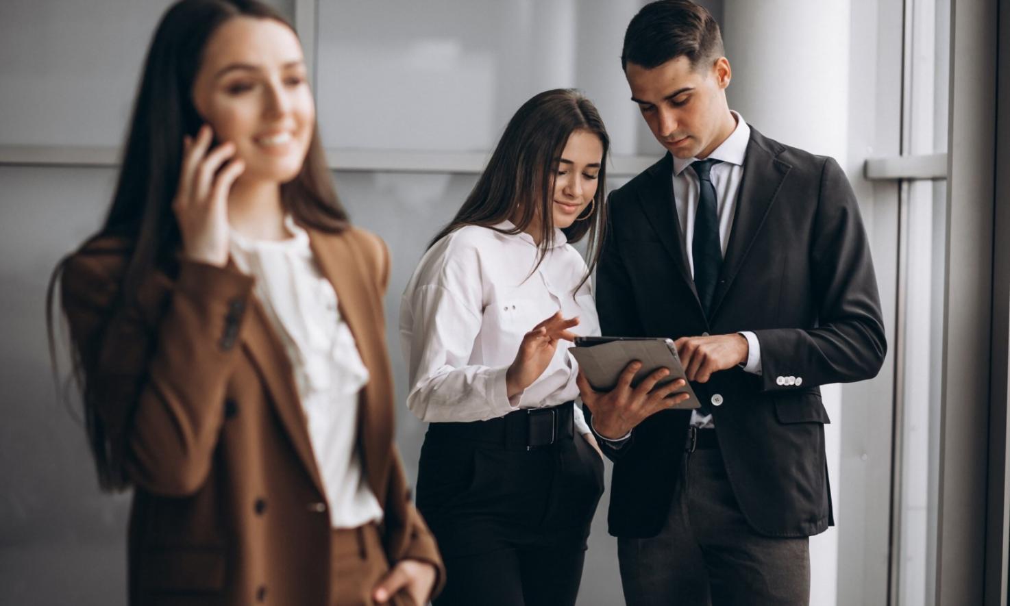 Modern financial education environment with collaborative workspace